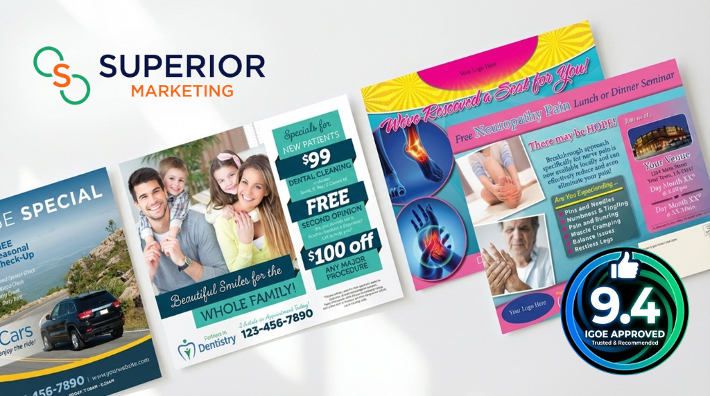 Superior Marketing Direct Mail Postcards — Igoe Score Review 9.4 Approved